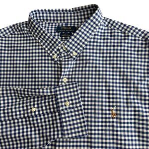 NEW Polo Ralph Lauren Slim Fit Stretch Oxford Shirt Mens 2XL Blue Gingham $125